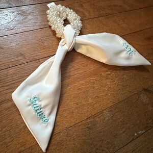 “Future Mrs.” pearl scrunchie bow for hair